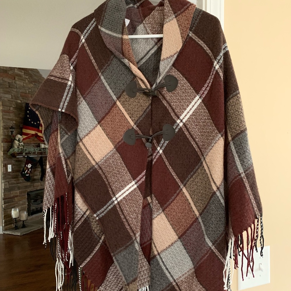 Multi colored poncho sweater